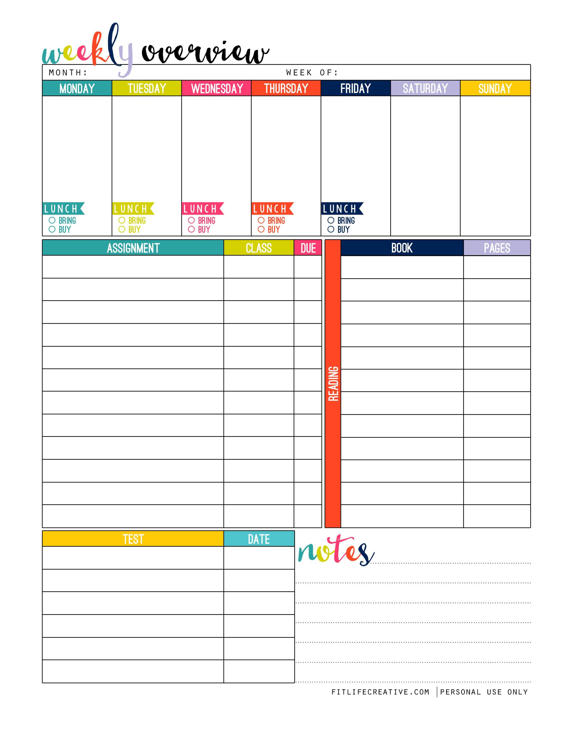 Weekly Homework Planner Template Free FREE PRINTABLE TEMPLATES