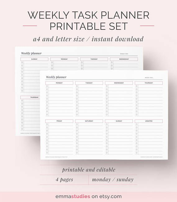 Weekly Landscape Planner Printable By emmastudies A Weekly Schedule 