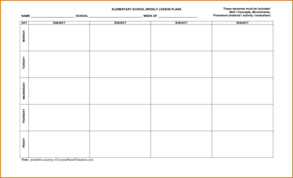 Weekly Lesson Plan Calendar Template Calendar Template Printable