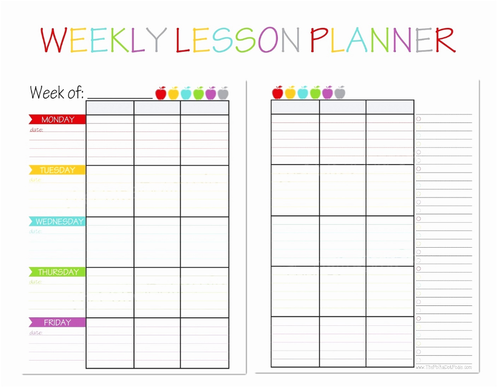 Weekly Lesson Plan Template Printable Printable Free Templates