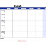 Weekly Lesson Plan Template TeacherVision