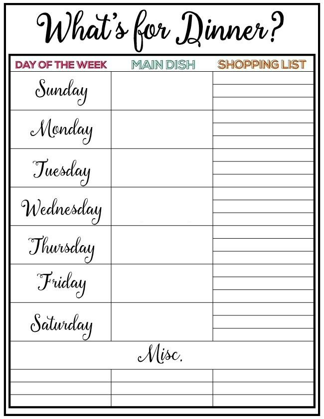 Weekly Meal Plan Printable Week 5 Meal Planning Printable Weekly