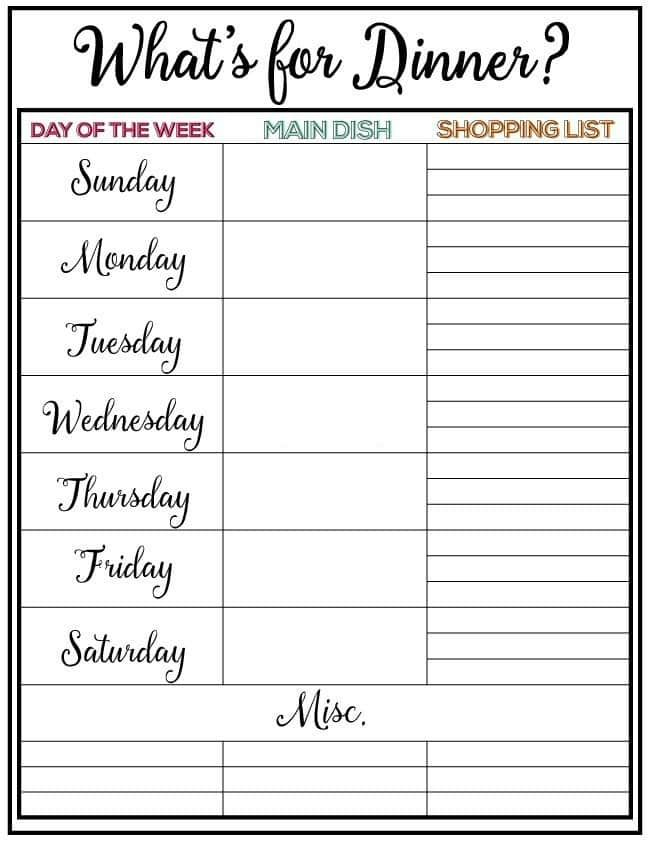 Weekly Meal Plan Printable Week 9 Meal Planning Printable Weekly 