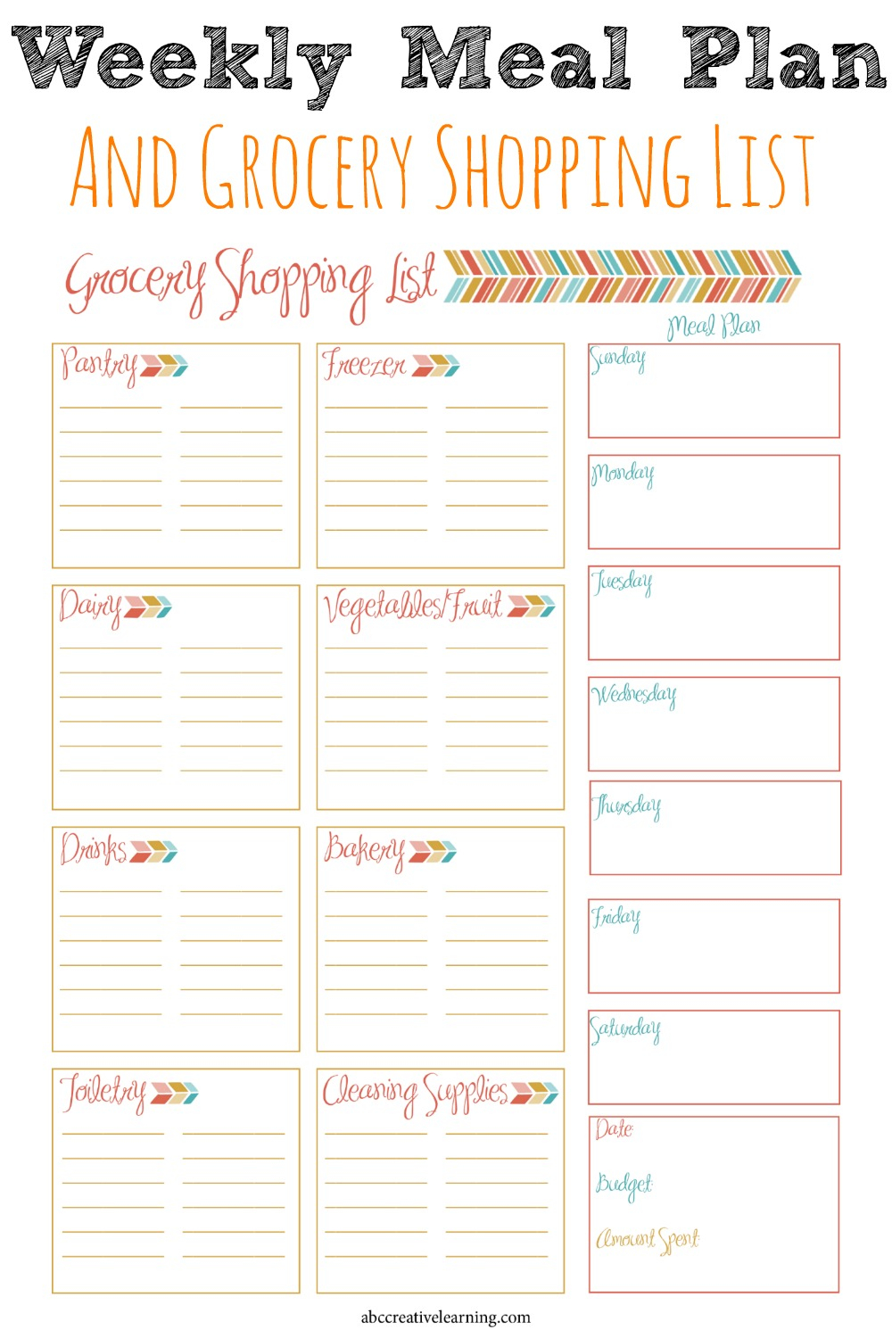 Weekly Meal Planner And Grocery Shopping List