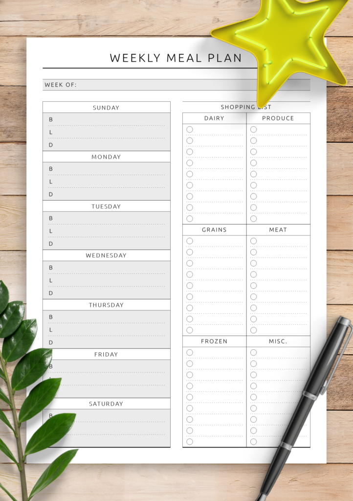 Weekly Meal Planner Template With Snacks Russenturin