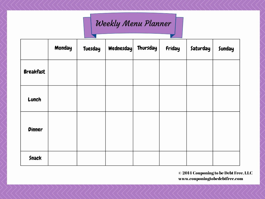 Weekly Menu Planner Template Word