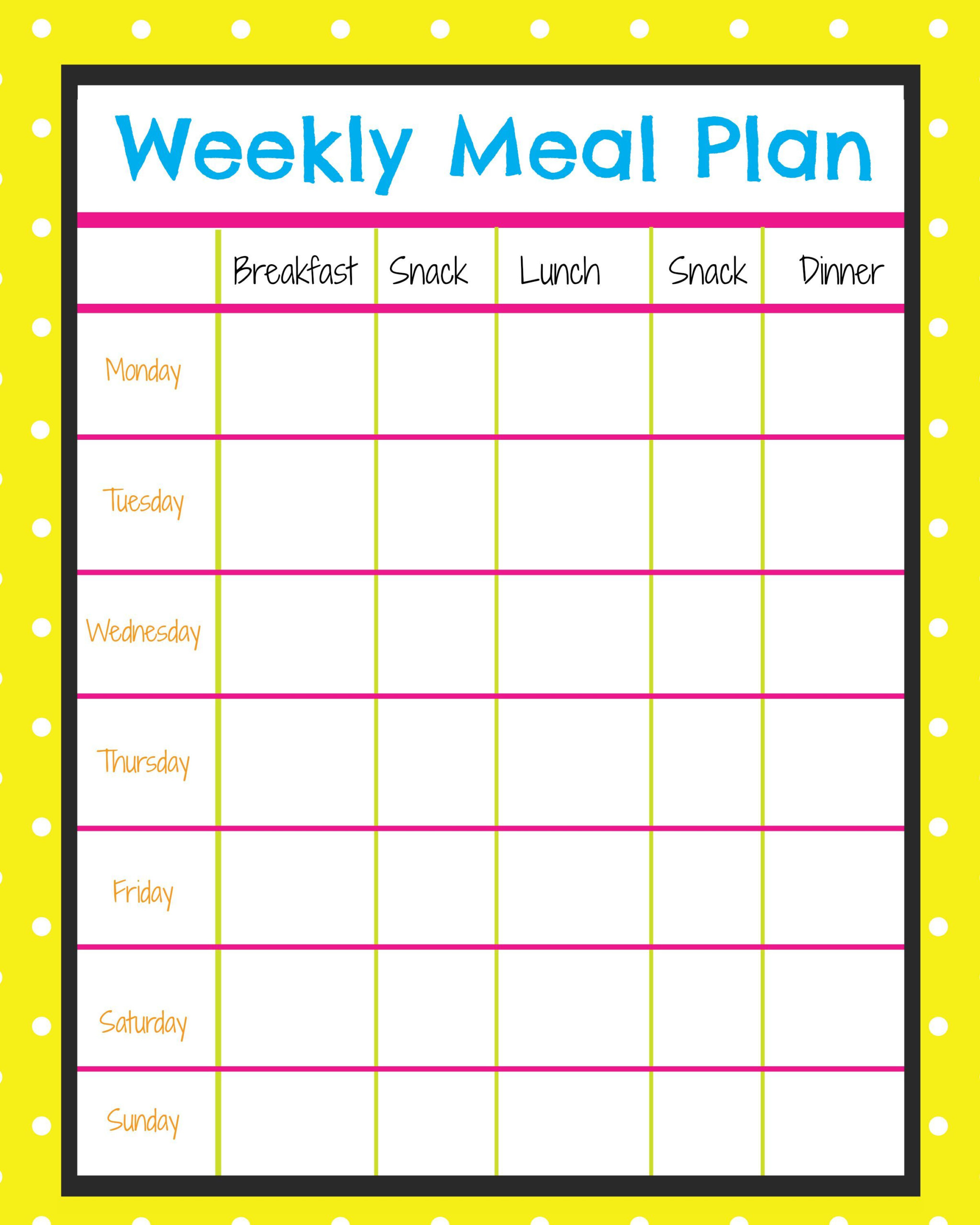 Weekly Menu Planner Weekly Meal Planner Template Meal Planner