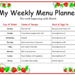 Weekly Menu Template For Home Word Templates