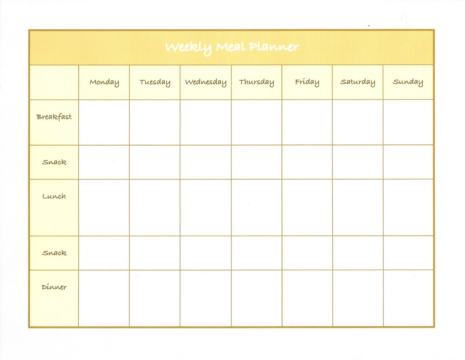 Weekly Menu Template