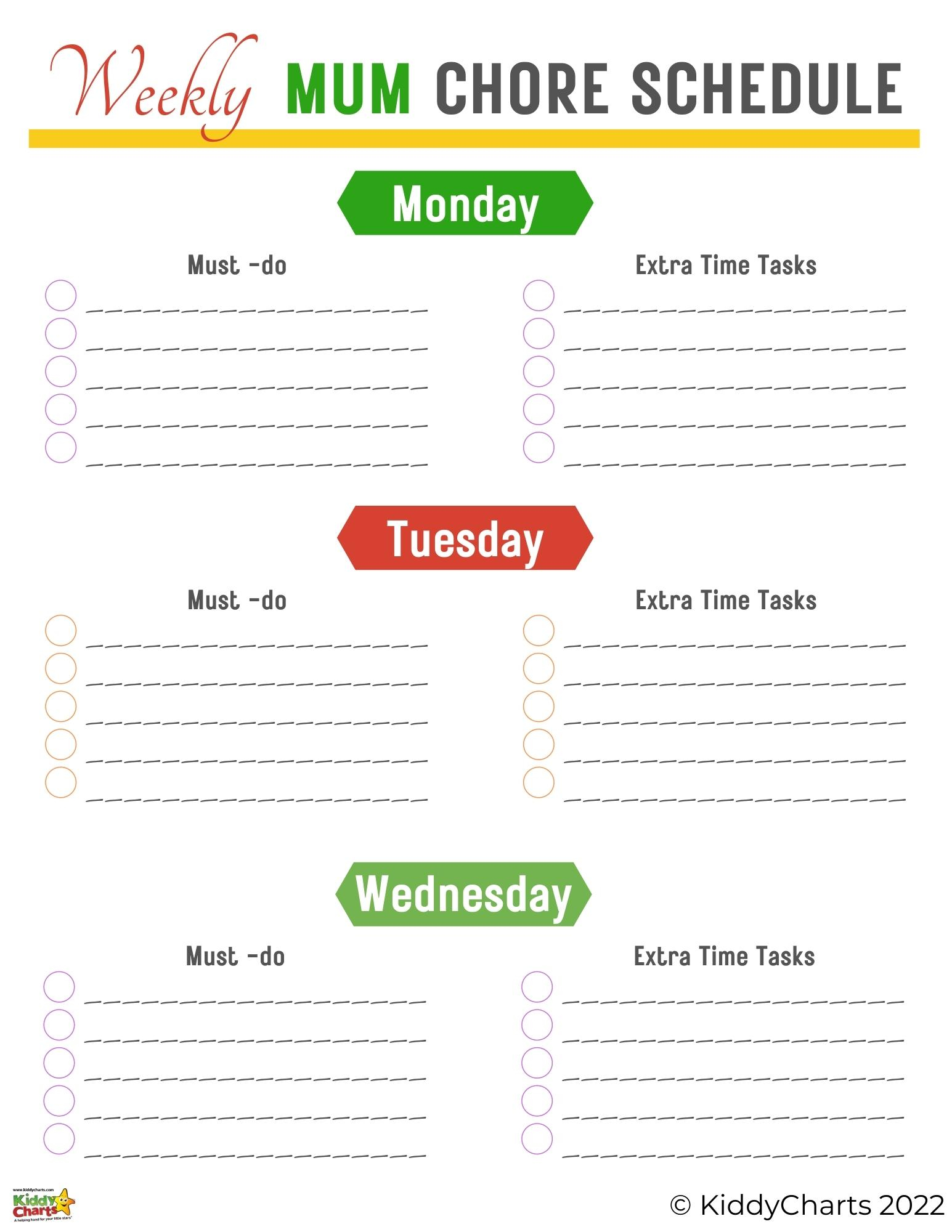 Weekly Mom Planner To Print Out KiddyCharts Shop