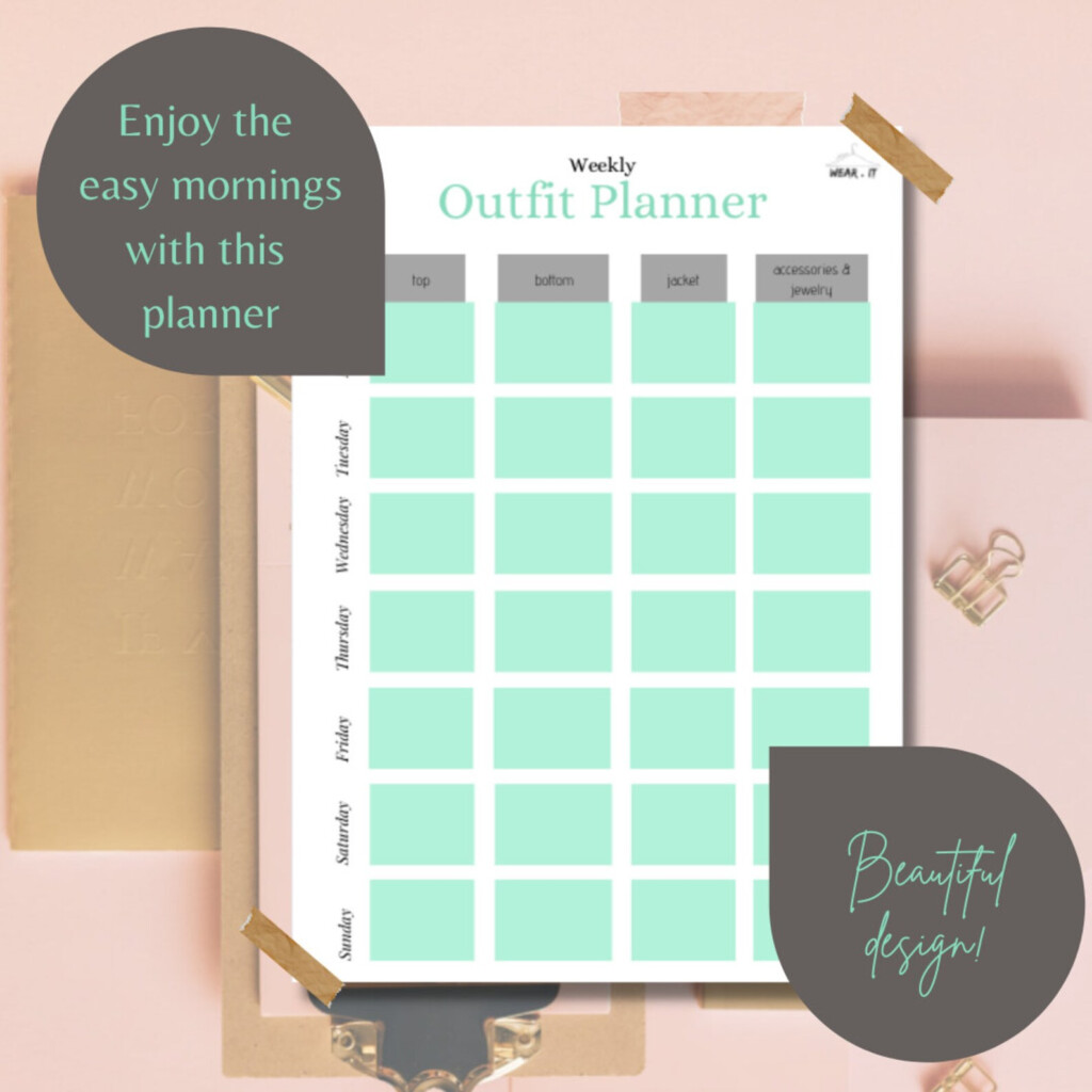 Weekly Outfit Planner Printable Sheet A4 PDF For Traveling Etsy