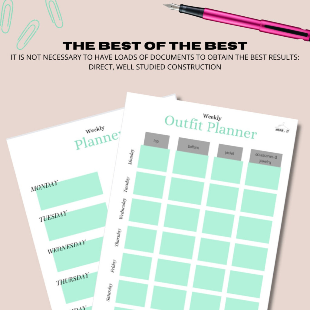 Weekly Outfit Planner Printable Sheet A4 PDF For Traveling Etsy