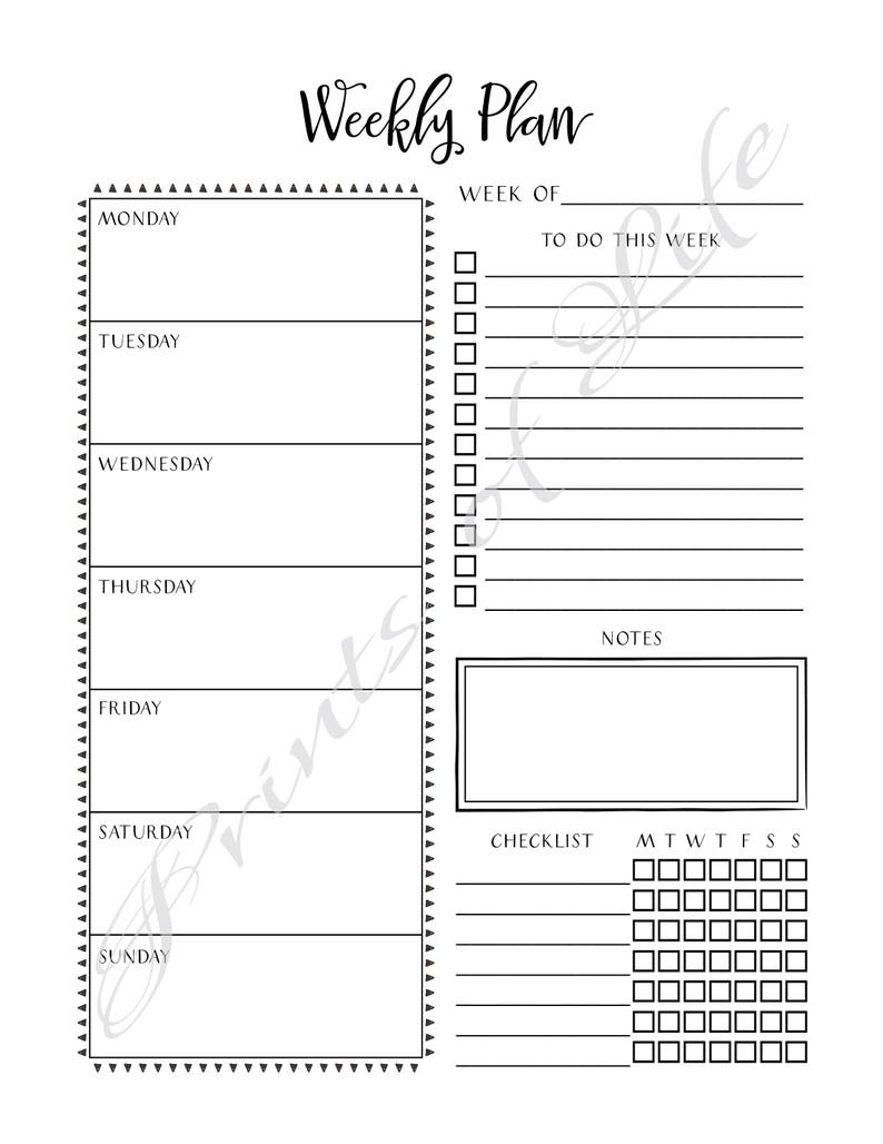 Weekly Plan Christian Day Planner Worksheet Calendar Etsy - Weekly ...