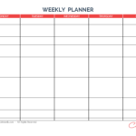 Weekly Planner 5 Days A Week Of 5 Days Calenweb