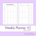 WEEKLY PLANNER A5 5 83 X 8 27 Printable PDF Filofax Undated