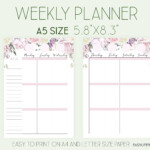 Weekly Planner A5 Planner Insert Productivity Planner A5 Weekly