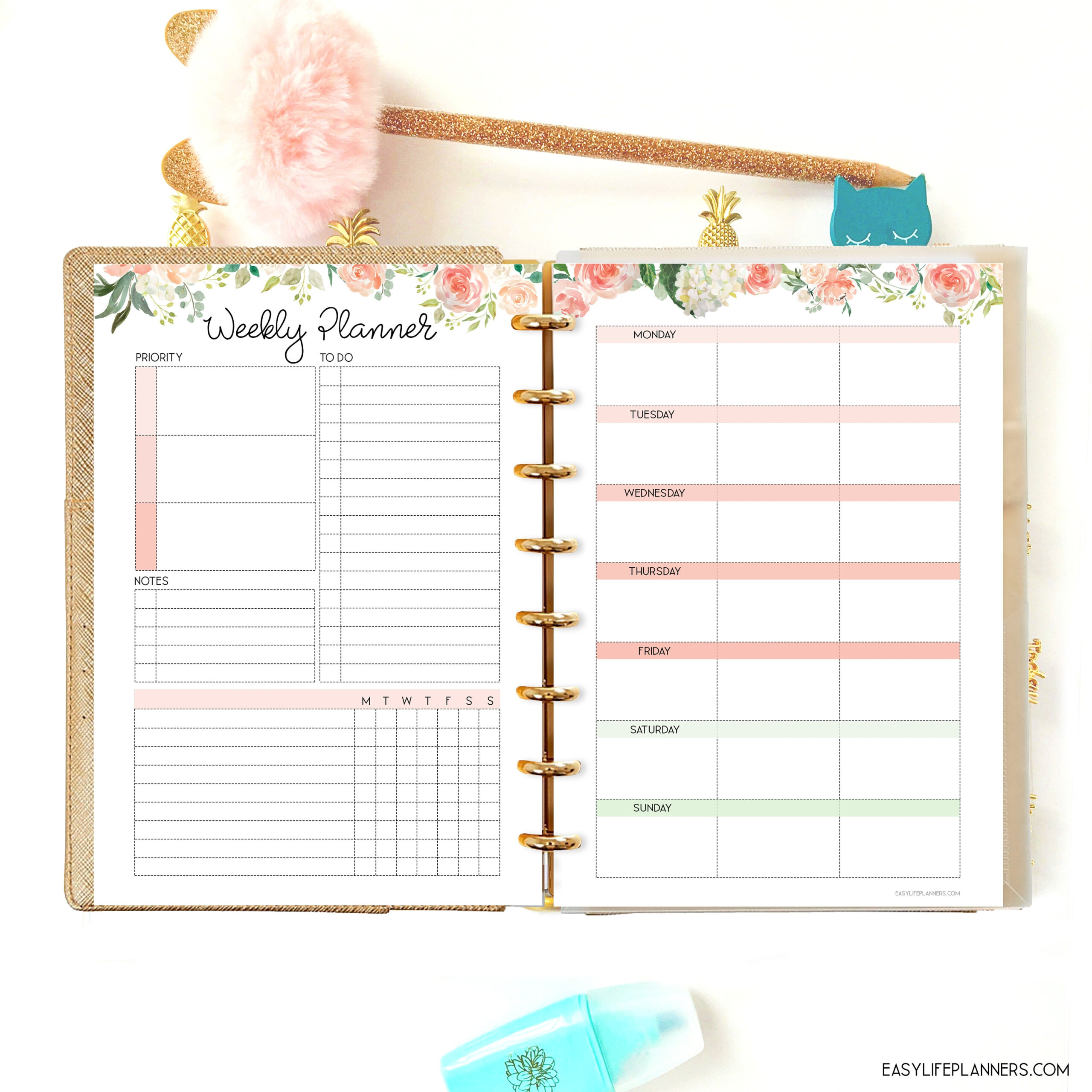 Weekly Planner A5 Planner Insert Productivity Planner Weekly Planner