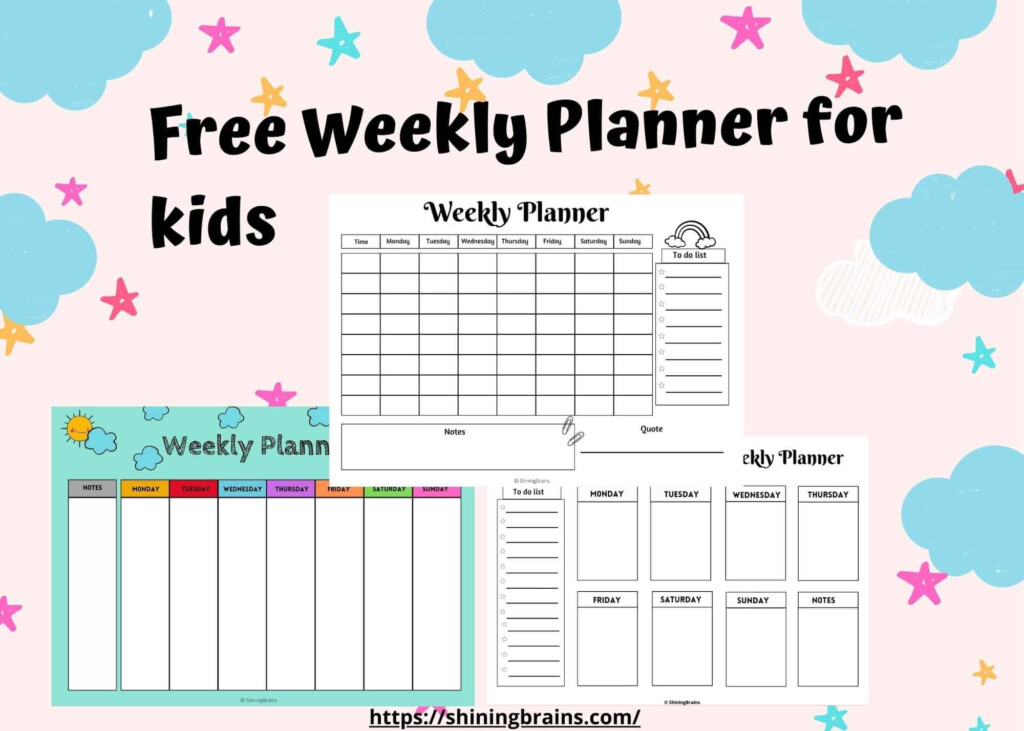 Weekly Planner For Kids Weekly Planning Free Printable