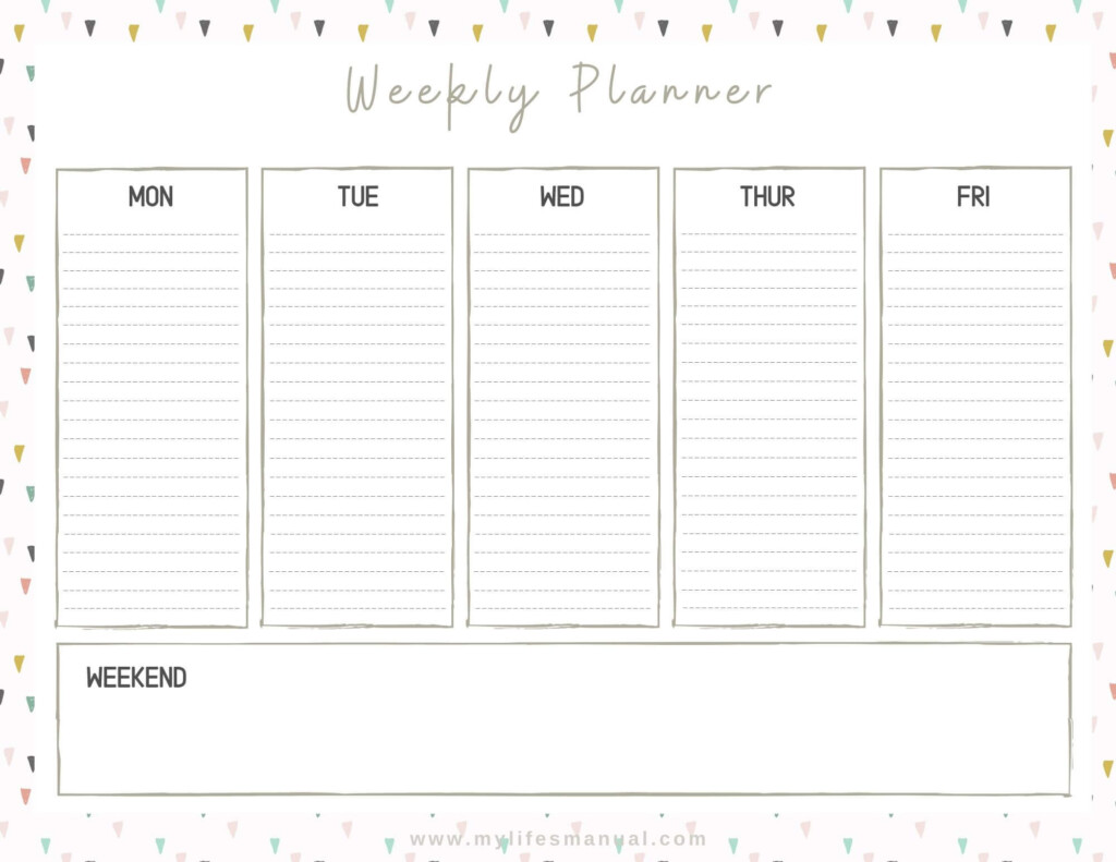 Weekly Planner Free Printables Mylifesmanual