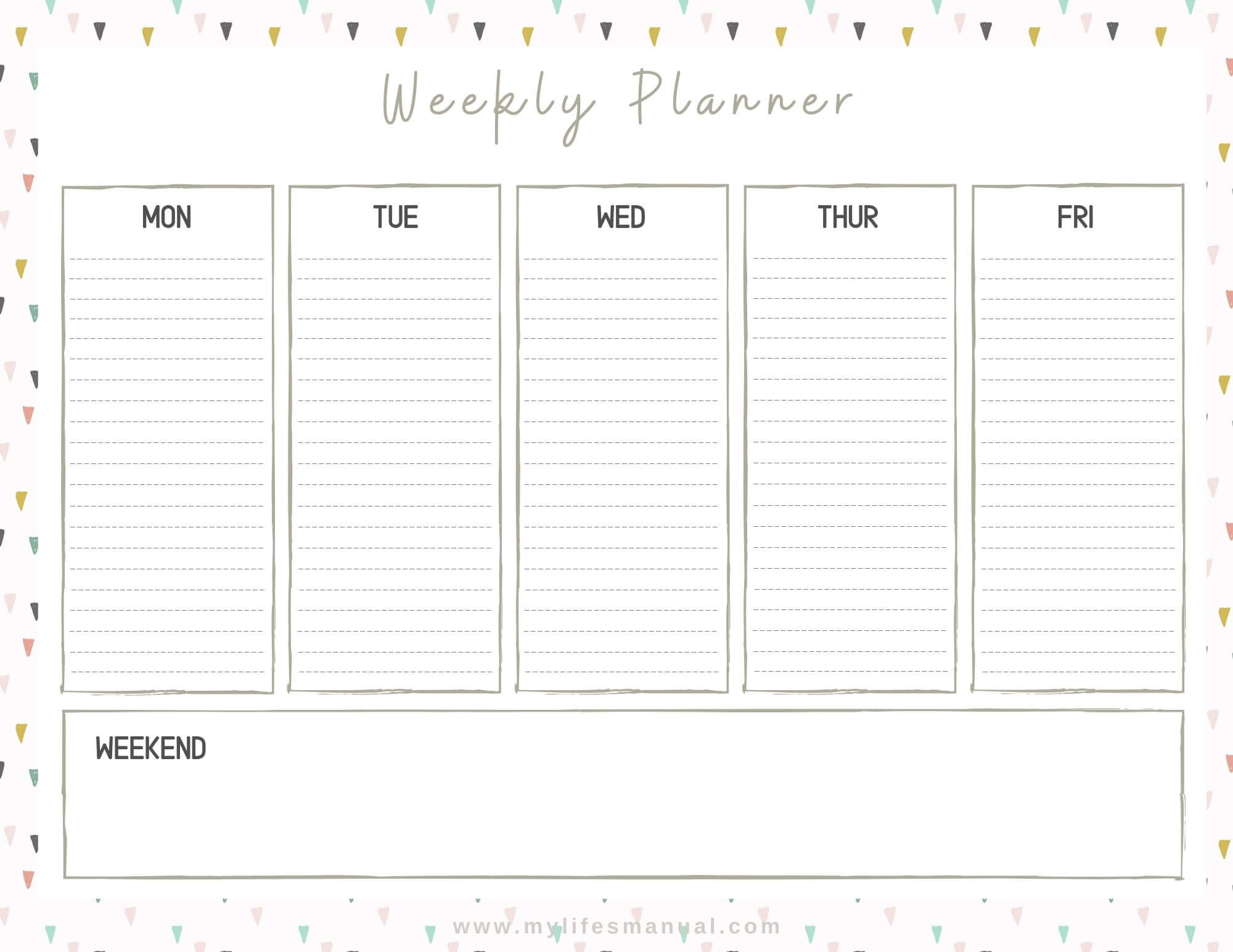 Weekly Planner Free Printables Mylifesmanual