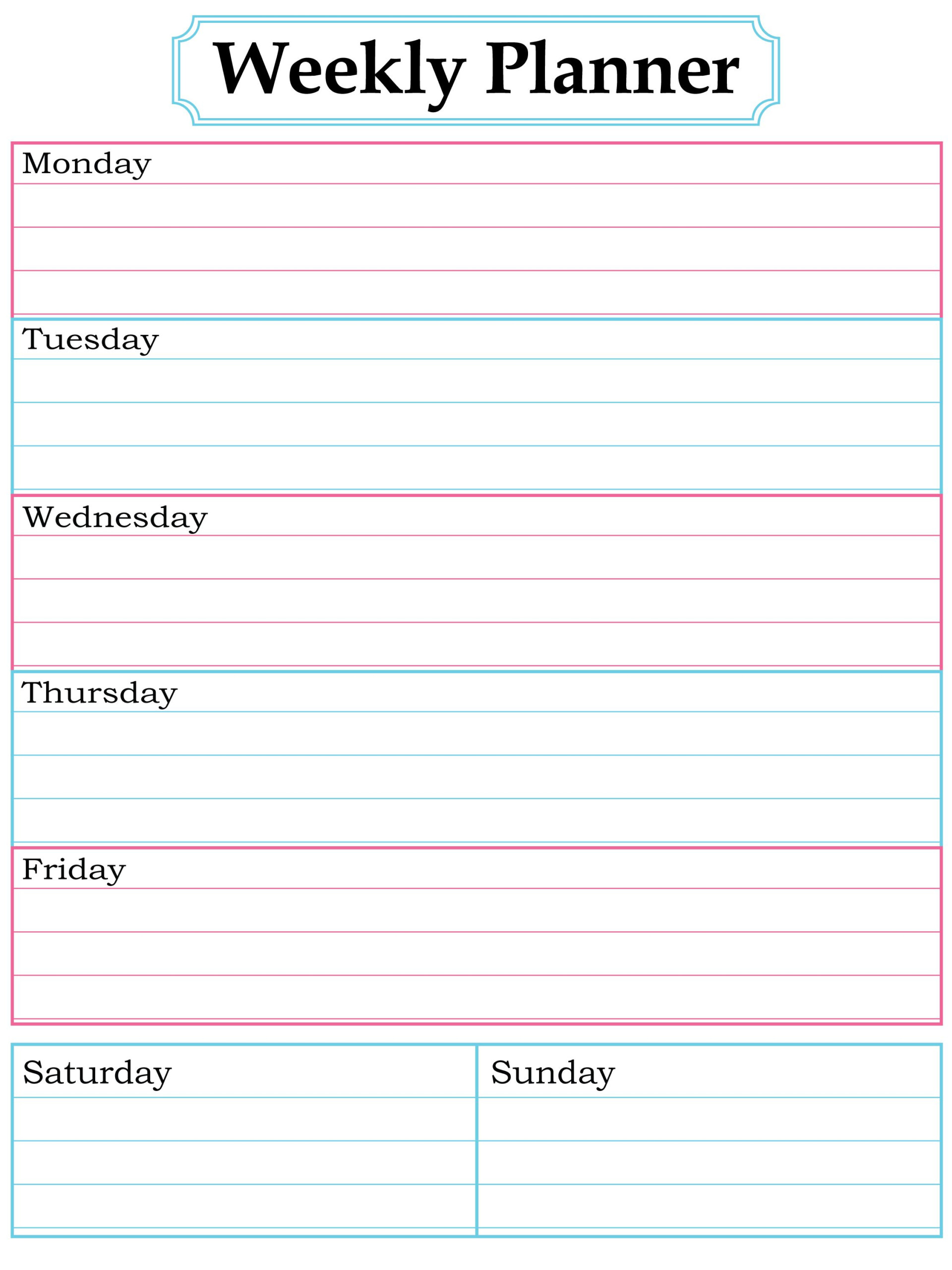 Weekly Planner Page With Images Weekly Planner Template Weekly