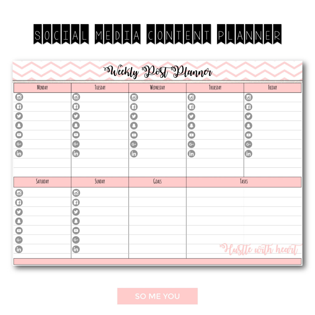 Weekly Planner Printable 2017 Plus BONUS Weekly Social Media Planner 