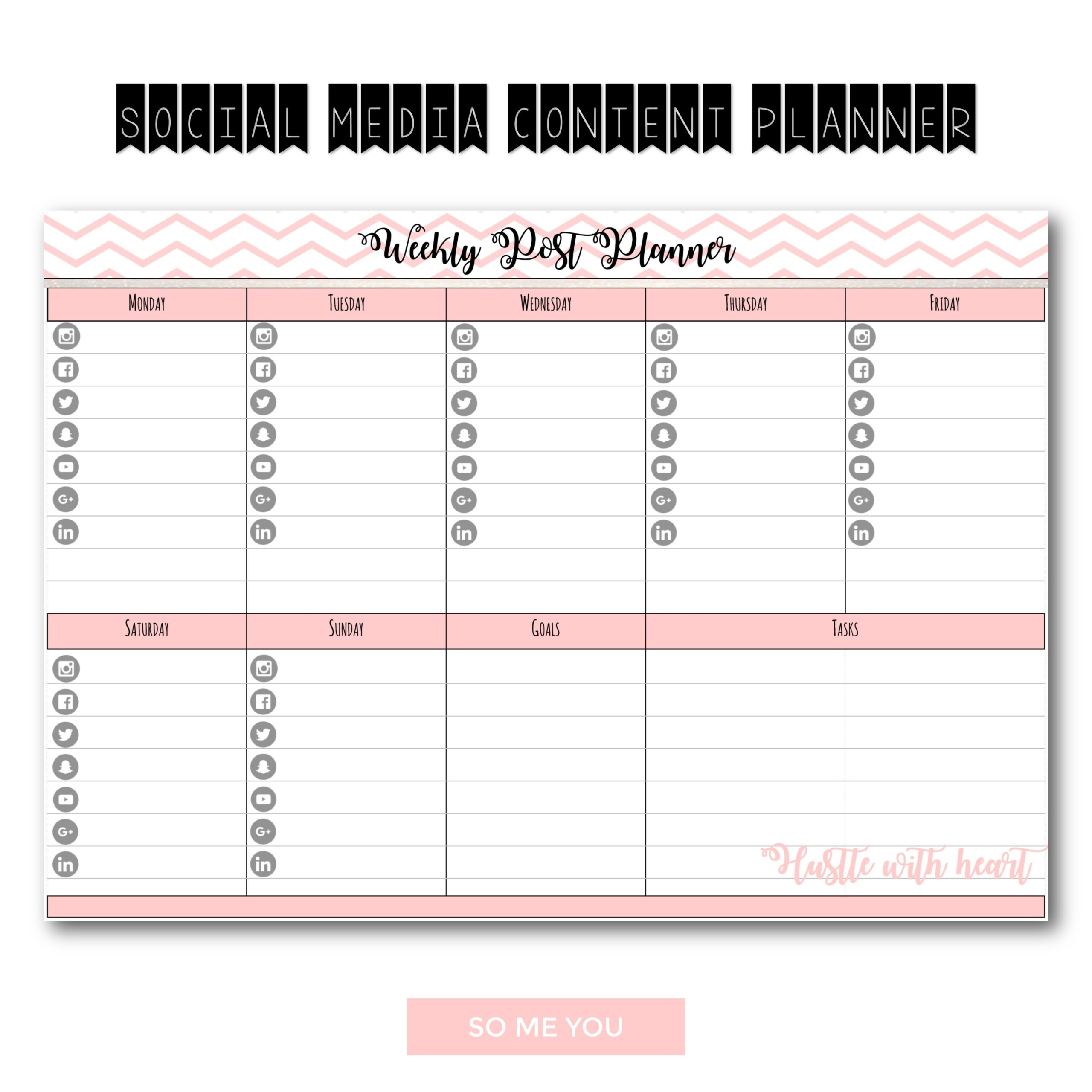 Weekly Planner Printable 2017 Plus BONUS Weekly Social Media Planner 