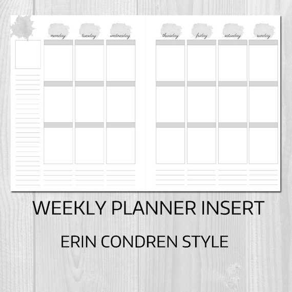 Weekly Planner Printable Erin Condren Style Undated Monday