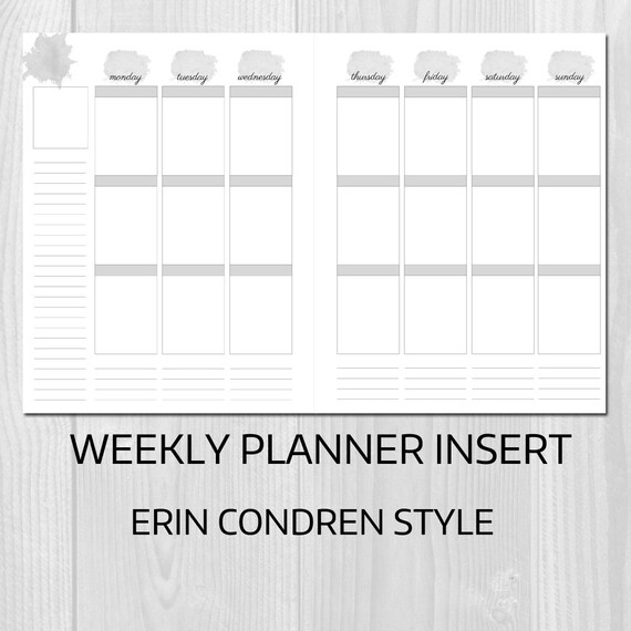 Weekly Planner Printable Erin Condren Style Undated Monday