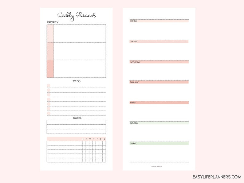 Weekly Planner Printable Half Sheet Happy Planner Happynichi Etsy