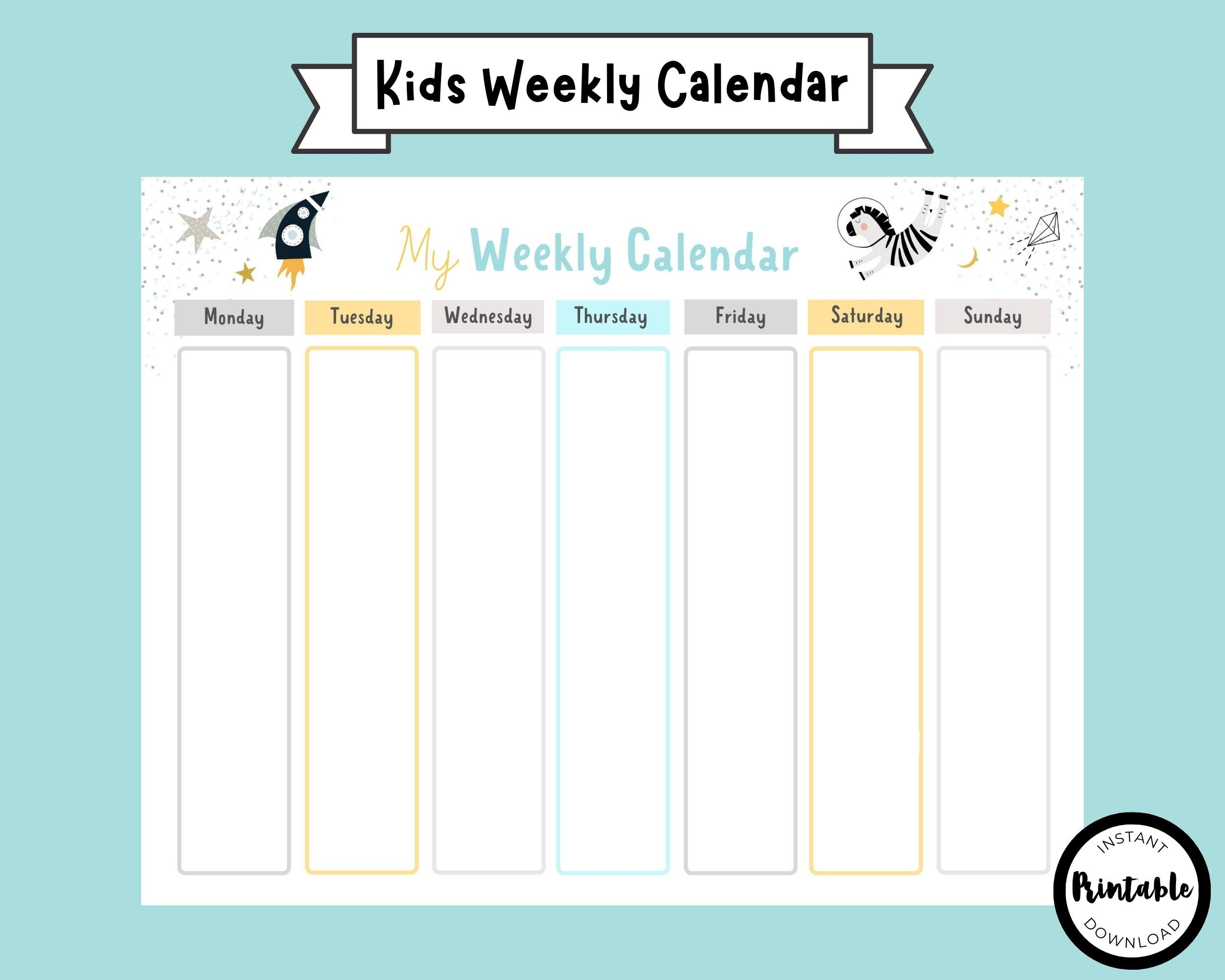 Weekly Planner Printable Kids