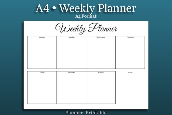 WEEKLY PLANNER Template A4 Size Printable Pdf A4 Weekly