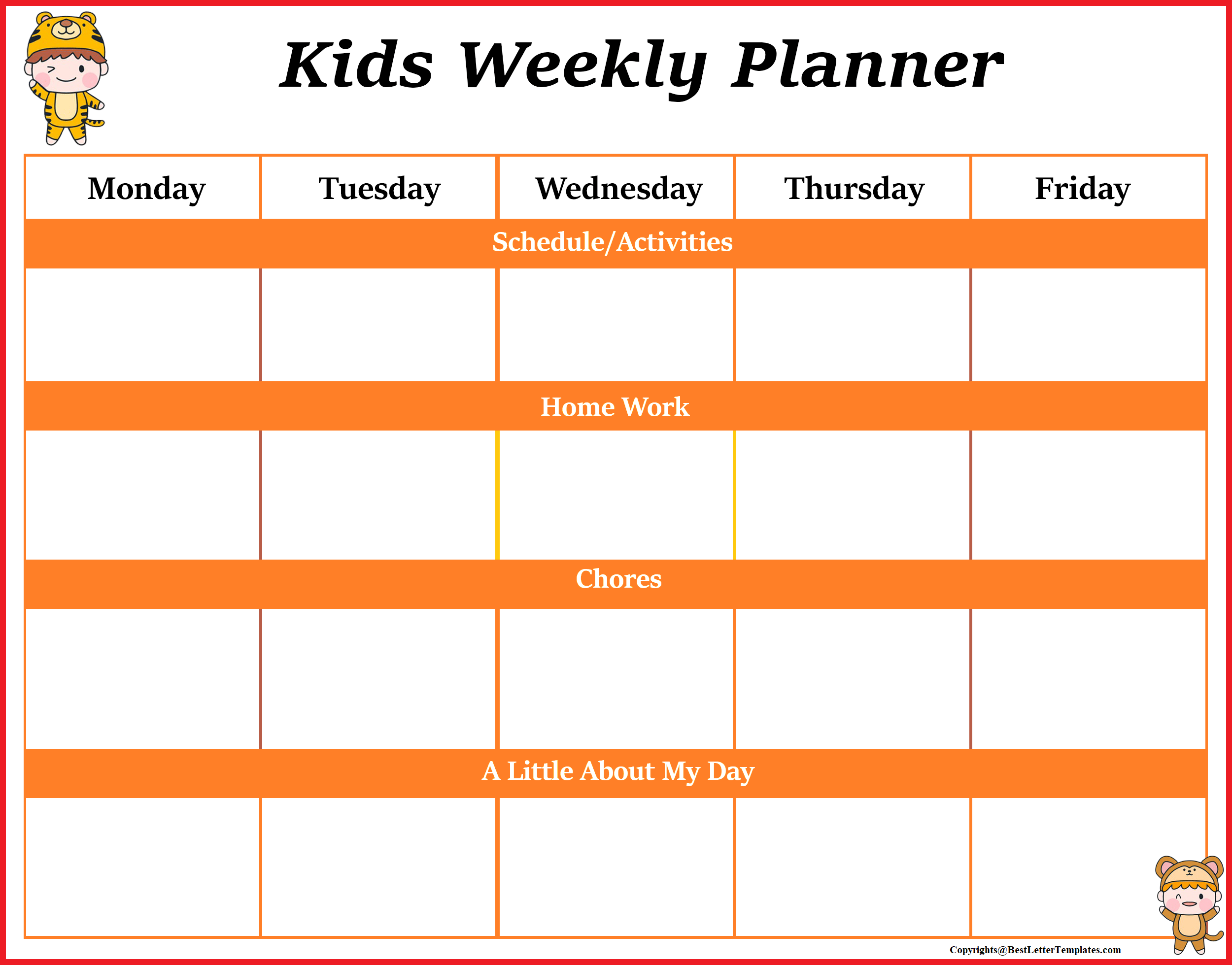 Weekly Planner Template Best Letter Templates