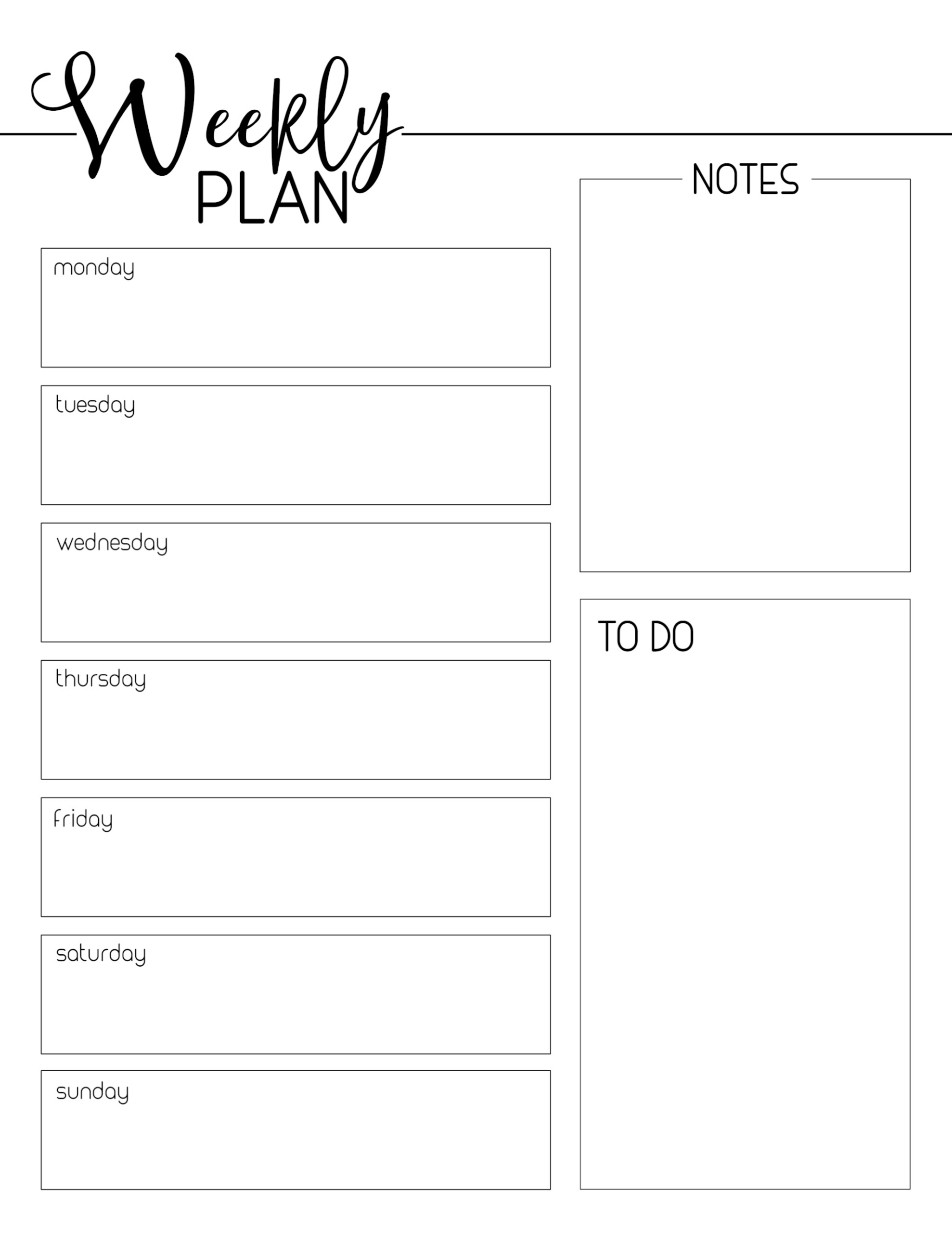 Weekly Planner Template Free Printable Paper Trail Design