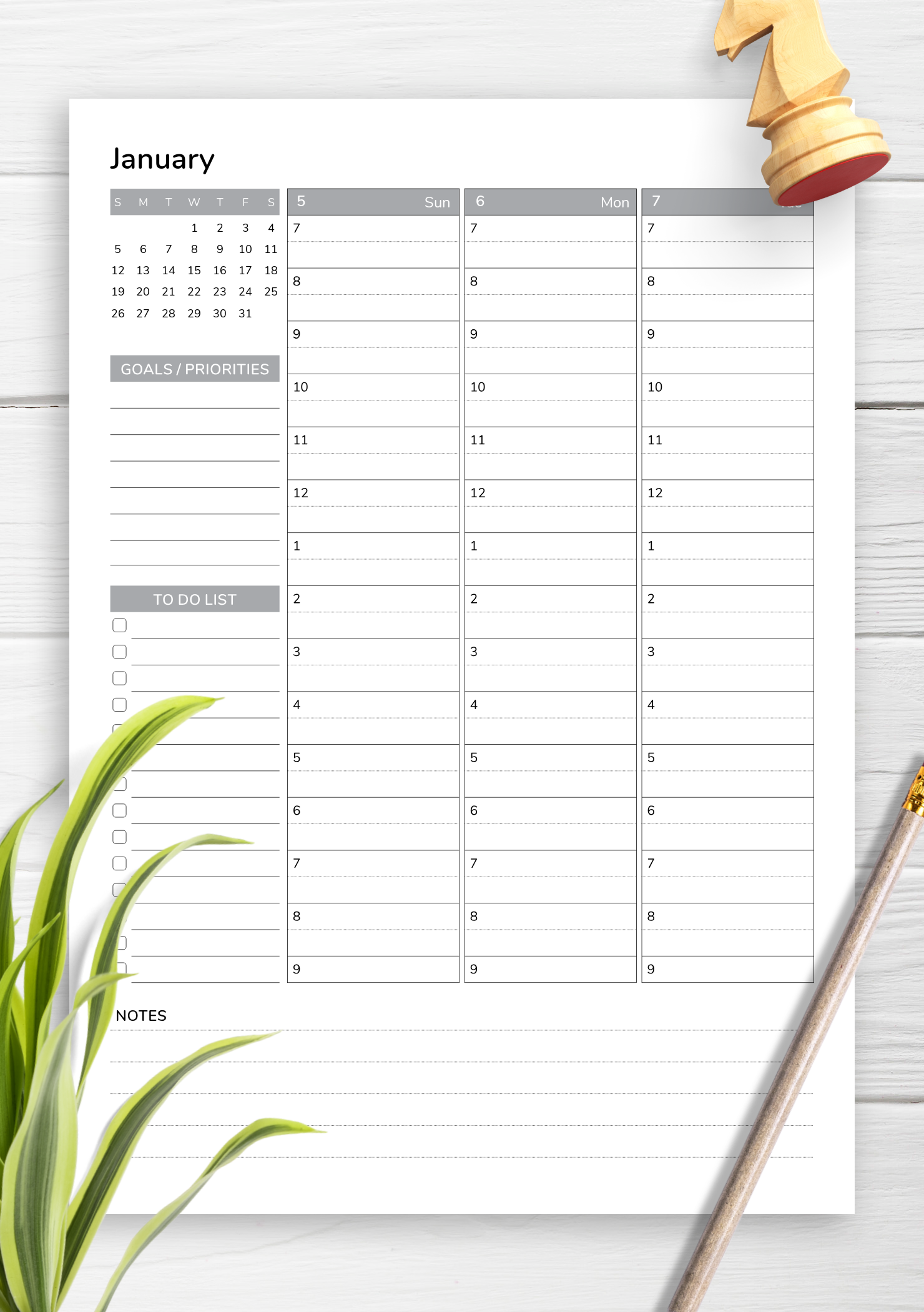 Weekly Planner Template Horizontal Pilcenter
