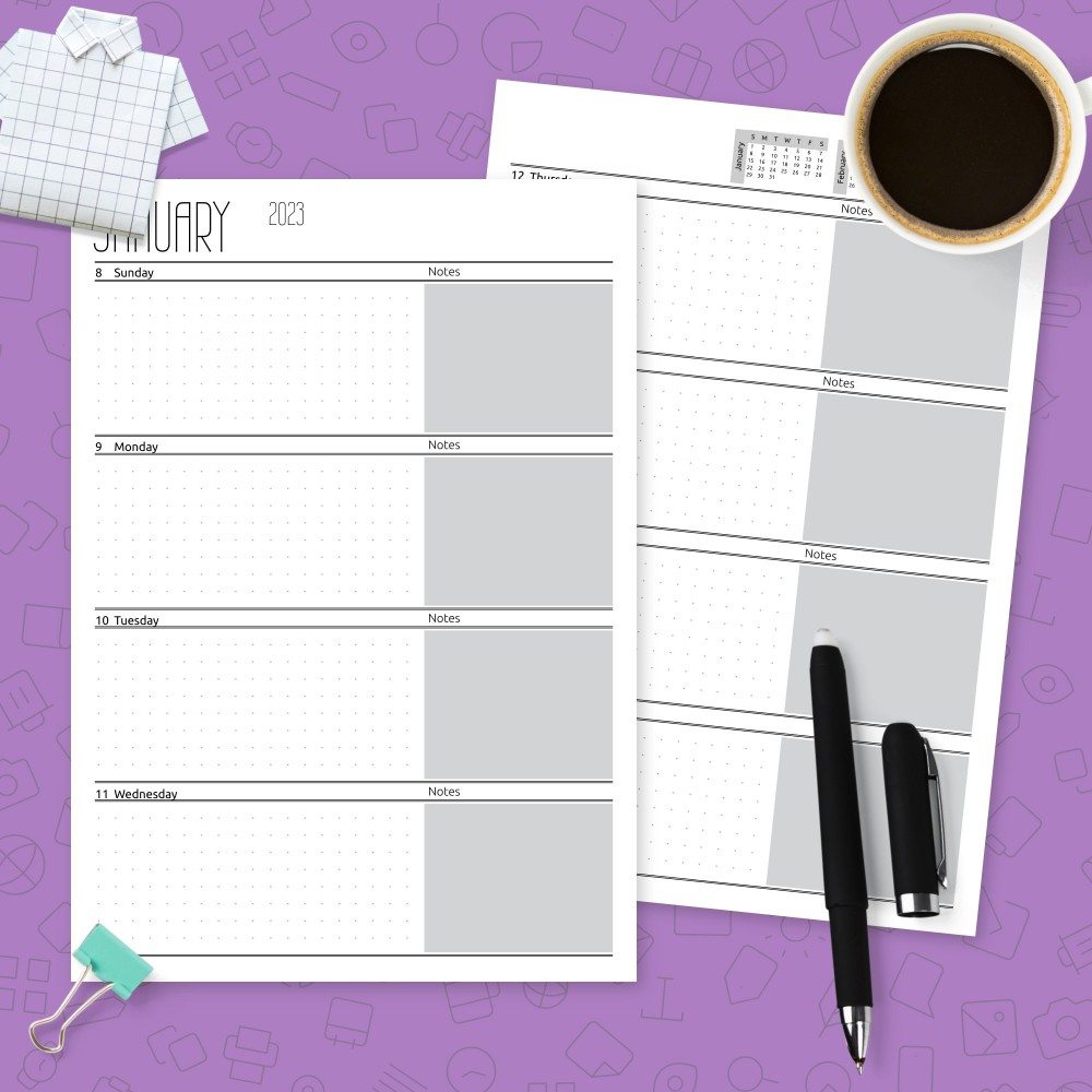 Weekly Planner Template Horizontal Pilcenter