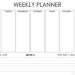 Weekly Planner Template Printable Free Blank Week Schedule Planner