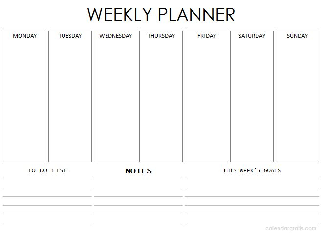 Weekly Planner Template Printable Free Blank Week Schedule Planner 