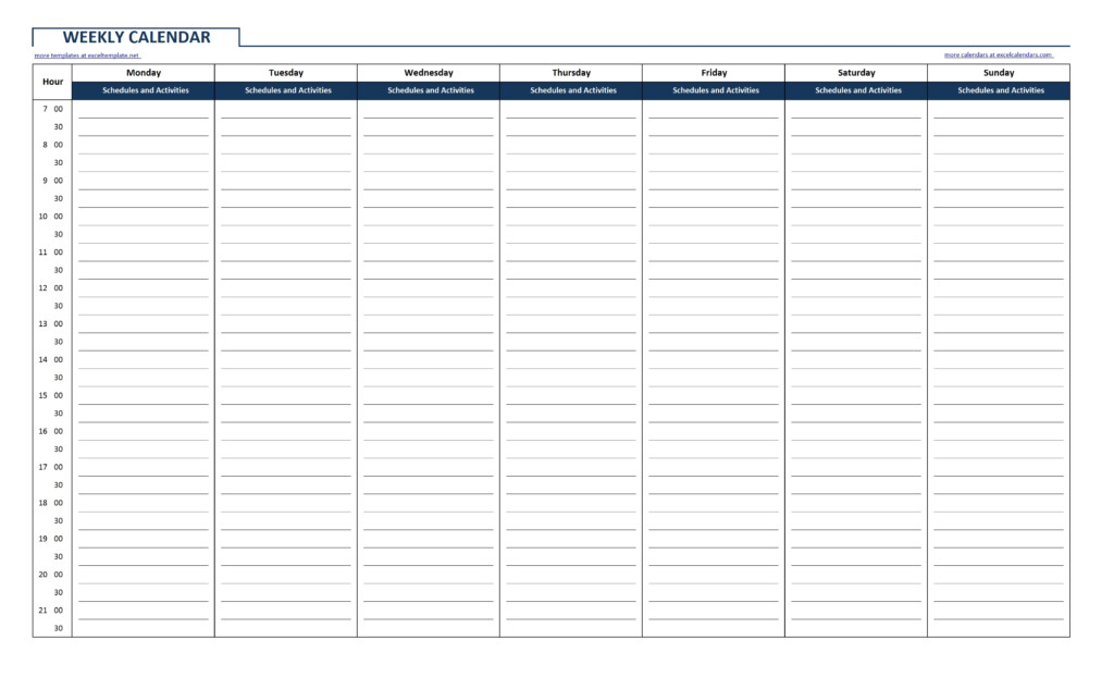 Weekly Planner With Time Slots Printable Free Calendar Template