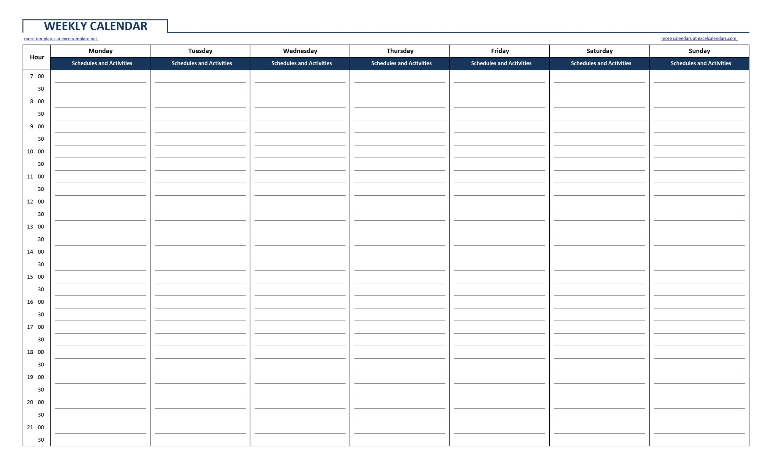 Weekly Planner With Time Slots Printable Free Calendar Template