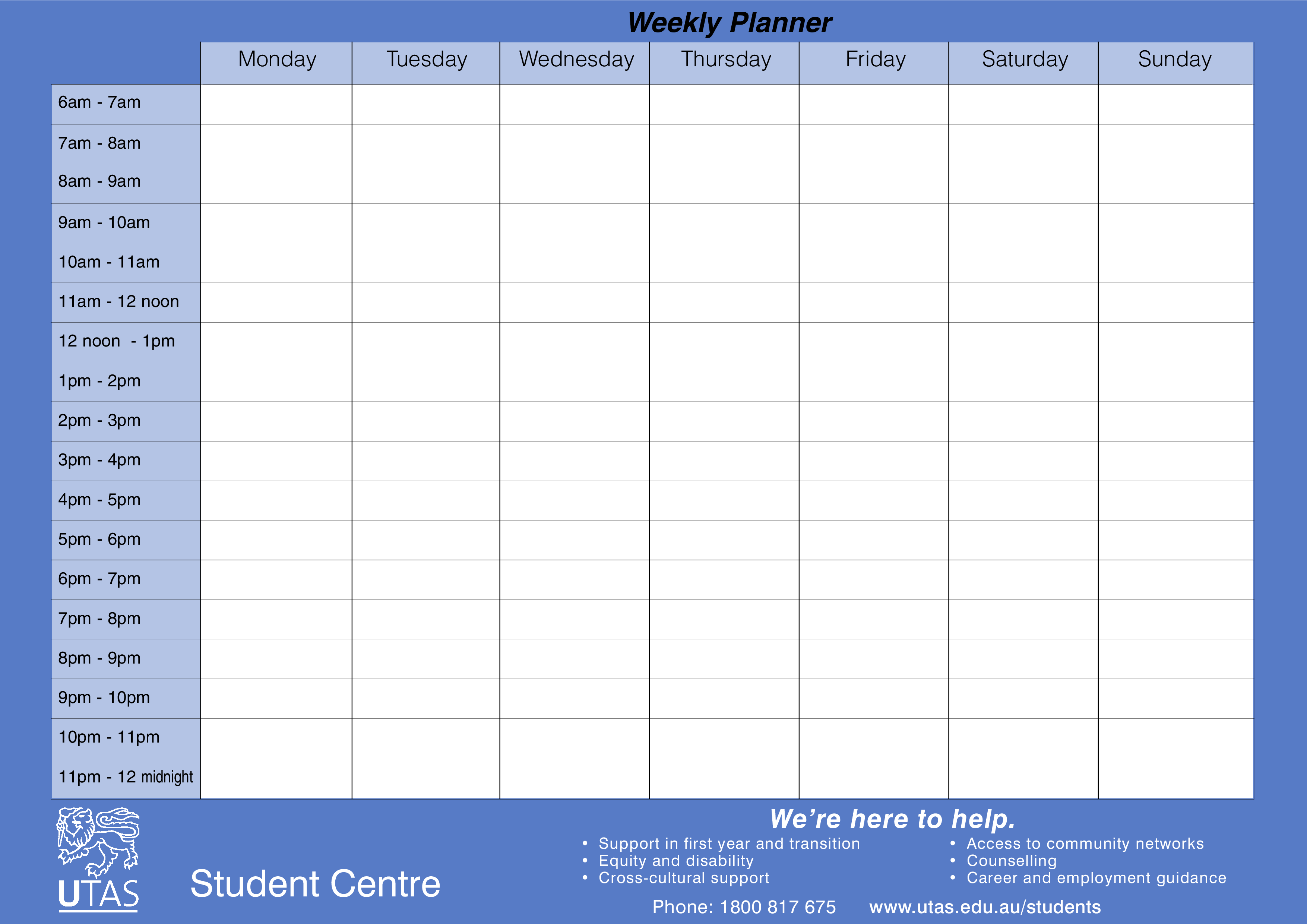 Weekly Student Planner Template Free Nisma Info