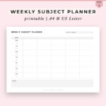 Weekly Subject Planner For Students Printable School Etsy