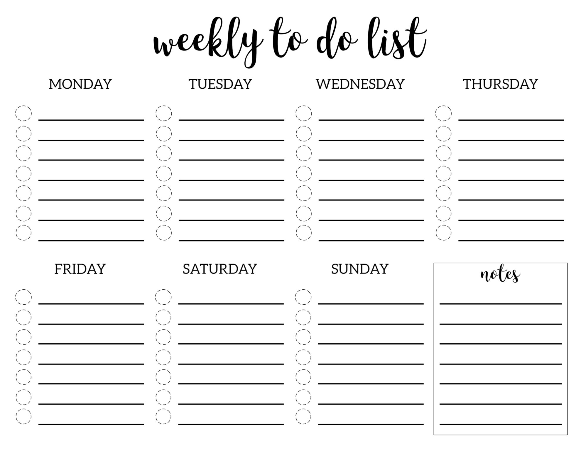 Weekly To Do List Printable Checklist Template Paper Trail Design