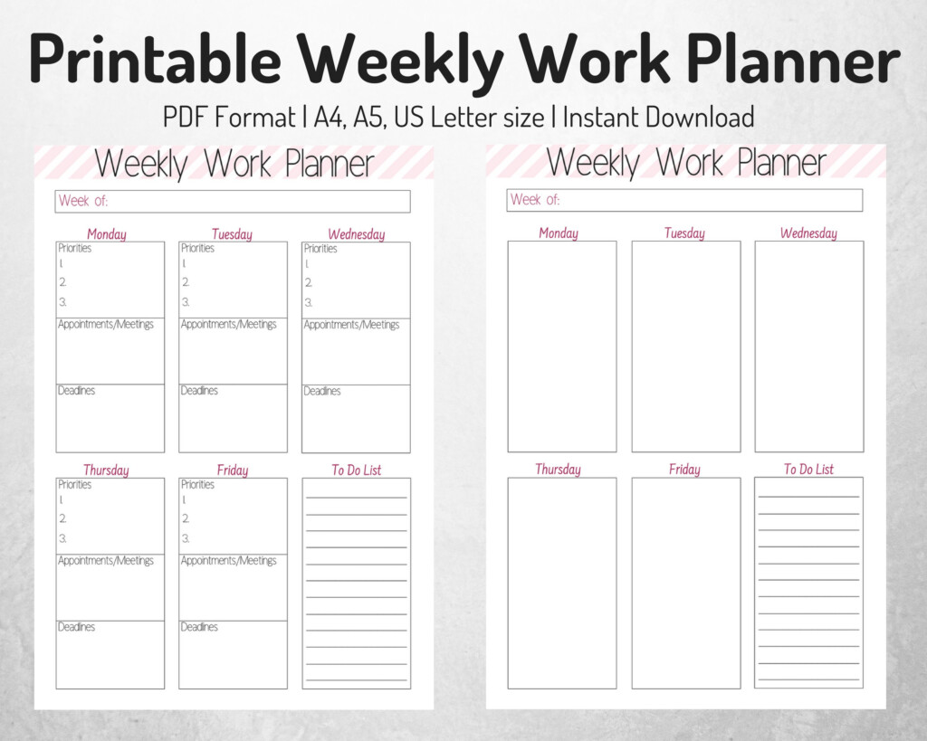 Weekly Work Organizer Weekly Planner Work Planner Printable Etsy M xico