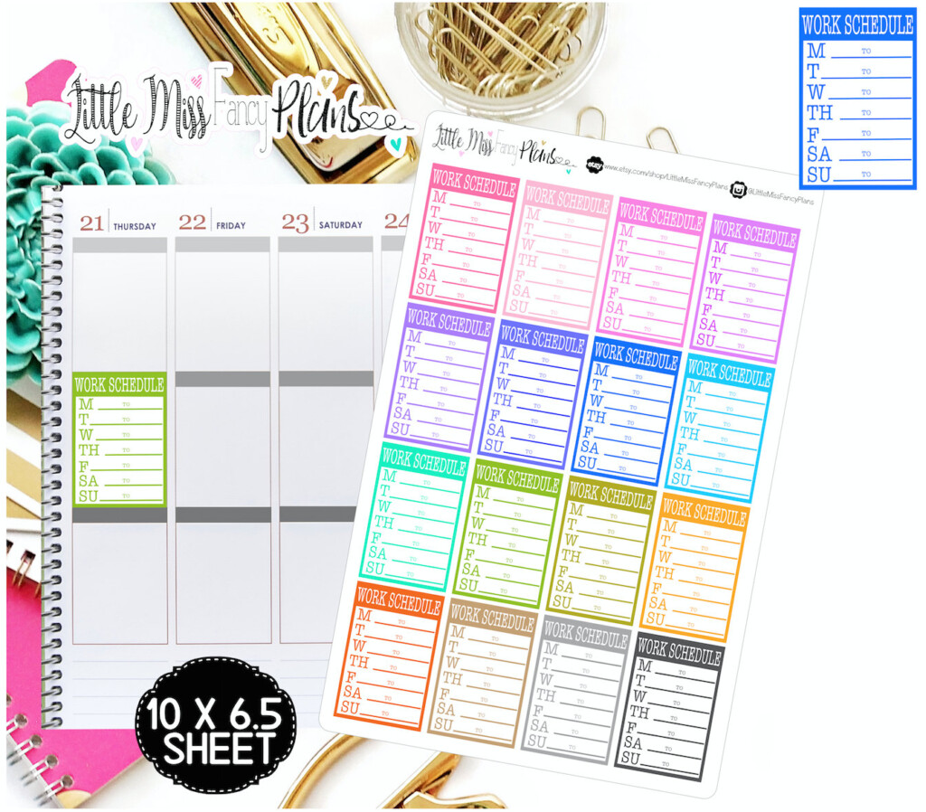 Weekly Work Schedule Boxes Erin Condren Happy Planner Stickers 