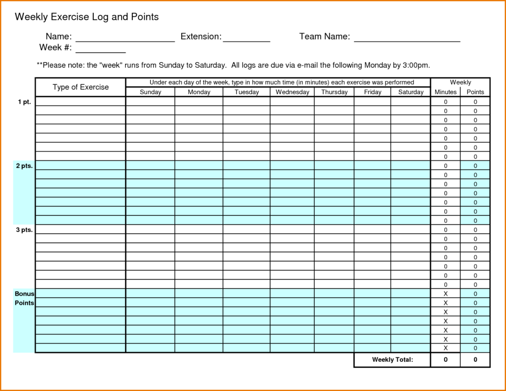 Weekly Workout Log Examples Format Pdf Examples